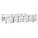 13 Delt Hage Spisesett med Puter Hvit Polyrotting  Hagebord Hvit 200x100x73 cm Polyrotting  Hagebord Hvit 150x100x73 cm Polyrotting  Hage Stoler med Puter 4 stk Hvit Polyrotting