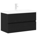  Vaskeskap Veggmontert Svart eik 80 x 39 x 62 cm Konstruert tre