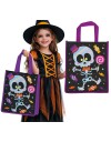 Svart og Lilla Halloween Godterinett med Skjelett (36x30 cm)