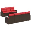 vidaXL Sofa sett 8 pcs Brun og rød Polyester