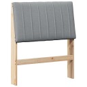  Polstret sengegavl Lysegrå 80 cm Massiv furu