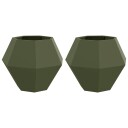vidaXL Plantekassed 2 pcs Olivengrønn 75 x 75 x 60 cm Stål