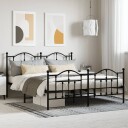 vidaXL Sengeramme i metall med hode- og fotgavl svart 180x200 cm