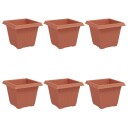 vidaXL Firkantet Blomsterpotte 6 pcs Klinker Rød 20 x 20 x 16 cm Plast