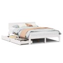  Sengeramme med skuffer hvit 140x200 cm heltre furu 8721102943744
