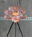 Telysholder Blomst på fot høy i rosa glass