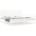 vidaXL Sengeramme med hodegavl hvit 200x200 cm heltre
