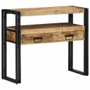  Endebord Svart 90x33x75 cm Solid Mangotre og Metall
