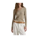 Polo Ralph Lauren Cable-Knit Wool-Cashmere V-Neck Sweater - Brown - XL