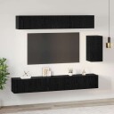 TV benksett 6 pcs Svart eik 100 x 30 x 30 cm Konstruert tre