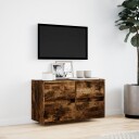  Vegghengt TV-benk med LED røkt eik 80x31x45 cm 852289