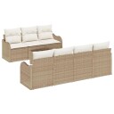  8 Delt Hage Sofagruppe med Puter Beige Poly Rattan