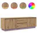  TV benk med LED lys artisan eik 160,5x41x50 cm