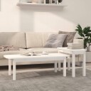 vidaXL Salongbord 2 stk hvit heltre furu