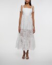 By Malina Maxikjole Adri Embroidered Tie Strap Maxi Dress Hvit