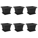 vidaXL Plantepotter 6 pcs Svart 43 x 43 x 33,5 cm Plast