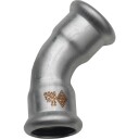35 mm TURBO Inox bøy 45G. hylse/hylse