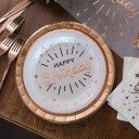 Santex Papptallerken Sparkling Happy Birthday Hvit Roségull 10-pakning 7213 0-20