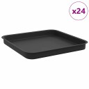vidaXL Firkantet Blomsterbrett 24 pcs Svart 21 x 21 x 2 cm Plast