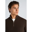 Lindbergh Soft Viscose Blend Half Zip Sweater   Brown   S