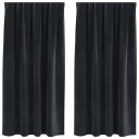  Gardiner med gardiner 2 pcs Svart 140 x 175 cm Fløyel