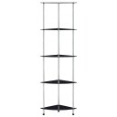 vidaXL Hylle 5 etasjer svart 30x30x130 cm herdet glass