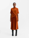 Ahlvar Gallery Hana Satin Silk Skirt - Orange - S