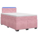 vidaXL Box Spring Seng med Madrass og LED Rosa 120 x 190 cm Fløyel