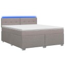 vidaXL Box Spring Seng med Madrass og LED Gråbrun 180 x 200 cm Stoff