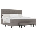  Bokspring seng med madrass & benk Taupe 200x200 cm Stoff