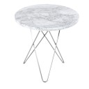 Ox Denmarq Tall mini O sidebord Ø50 H50, rustfritt understell hvit marmor