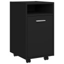 vidaXL Sideskap med hjul svart 33x38x60 cm sponplater