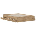 vidaXL Sengeramme med oppbevaring Artisan eik 140 x 190 cm