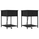  Sengeskaps 2 pcs Svart eik 42 x 41 x 56 cm Konstruert tre
