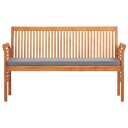 vidaXL 3-seters hagebenk med pute 150 cm heltre akasie