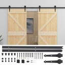 vidaXL Skyvedør 2 pcs Naturlig og svart Heltre furu