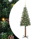  Slim juletre Grønn og hvit 150 cm PVC og Massivt Furu tre