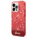 Guess iPhone 14 Pro 6,1" Hardcase med Bandana Paisley Mønster Rød
