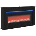 vidaXL Peis med LED-stripe Svart eik 130 x 20 x 69,5 cm Konstruert tre