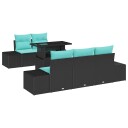 vidaXL Hagesofa Set 6 stk. 5-Antall seter Svart og turkis