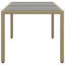vidaXL Hagebord 150x90x75 cm herdet glass og polyrotting Beige