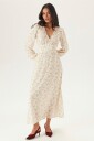 Bubbleroom   Maxikjole Viscose V neck Maxi Dress   Hvit