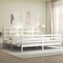 vidaXL Sengeramme med hodegavl hvit 6FT Super King heltre