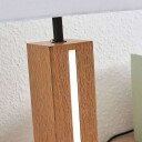 Lindby Stoffbordlampe Garry av tre, kantet