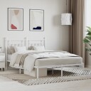 vidaXL Sengeramme i metall med hodegavl hvit 140x200 cm 8720845883676