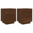  Nattbord med LED 2 stk brun eik konstruert tre 8721012253322
