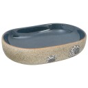 vidaXL Benkeservant sand og blå oval 59x40x14 cm keramikk