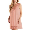 Damella Viscose Plain Sleeveless Nightdress Rosa viskose Small Dame