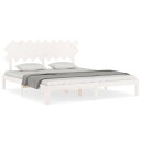 vidaXL Sengeramme med hodegavl hvit 6FT Super King heltre