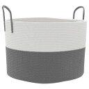  Oppbevaringskurv grå og hvit Ø51x33 cm bomull